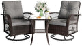 Patio Furniture Set 3 Pieces, Outdoor Swivel Glider Rocker Bistro Set by VonzoyHome