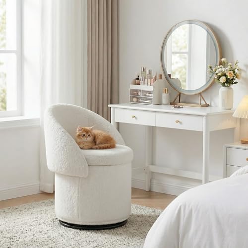 DUOMAY Modern Round Swivel Vanity Storage Stool - Image 3
