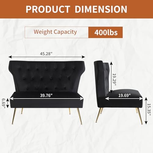 40’’ Velvet Modern Armless Loveseat - Image 2