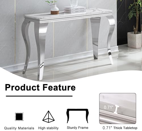 47'' White Marble Console Table Modern Accent Table - Image 6