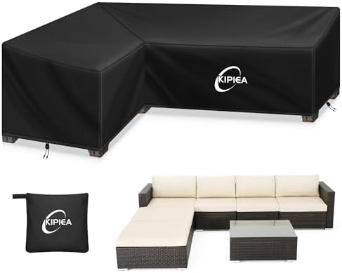 Kipiea L-Shape Patio Furniture Covers Waterproof, 500D Heavy Duty Outdoor by Kipiea