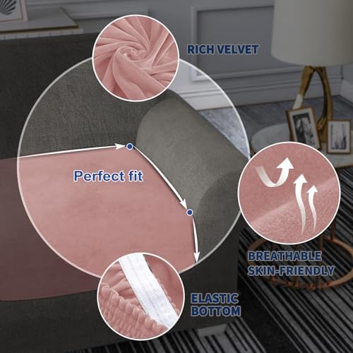 MAXIJIN Velvet Stretch Couch Cushion Covers Soft Sofa Cushion Cover Replacement - Image 5