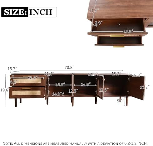 Merax Rattan TV Stand with LED Lights - Image 2