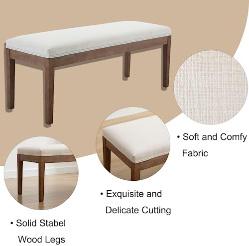 Linen Dining Bench Upholstered Entryway Bench Farmhouse Shoe Bench Seat Ottoman - Image 5