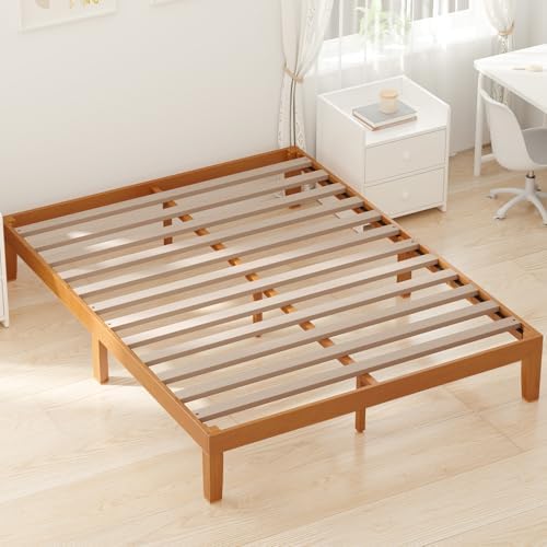 DUMOS Solid Wood Platform Queen Bed Frame, 12inch Wooden Mattress Foundation - Image 3