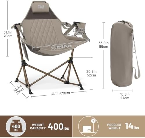 TIMBER RIDGE Hammock Camping Chair, Oversized Swinging Chair, 400lbs Load - Image 3