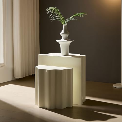 JUSTONE Set of 2 Round Coffee Tables, Modern Minimalist Accent End Tables - Image 5