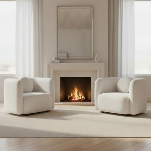 Barrel Chairs Set of 2, Upholstered, - Image 3