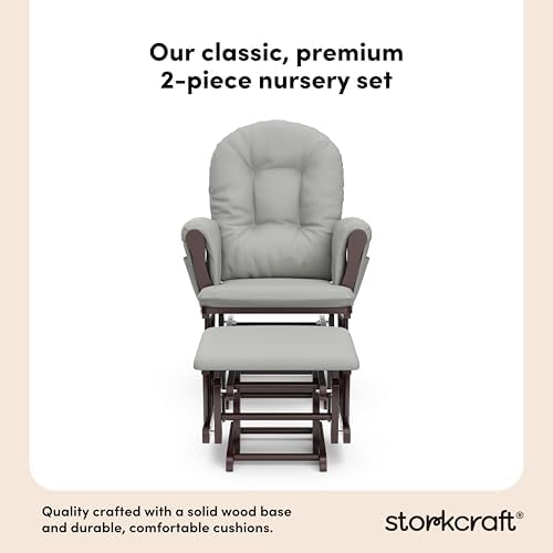 Storkcraft Premium Hoop Glider & Ottoman, Espresso/Light Gray - Image 5