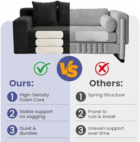 69" Convertible Sofa Bed, Boneless Couch - Image 6