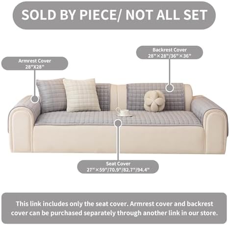 Velvet Sectional Couch Covers for Dogs, Light Grey - Image 2