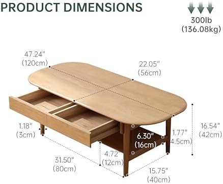 100% Solid Oak Wood Coffee Table - Image 2