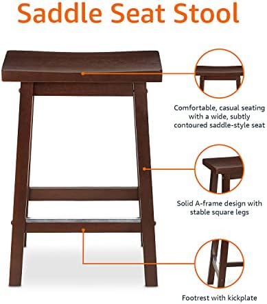 Amazon Basics Solid Wood Saddle-Seat Counter Height Bar Stools - Image 6