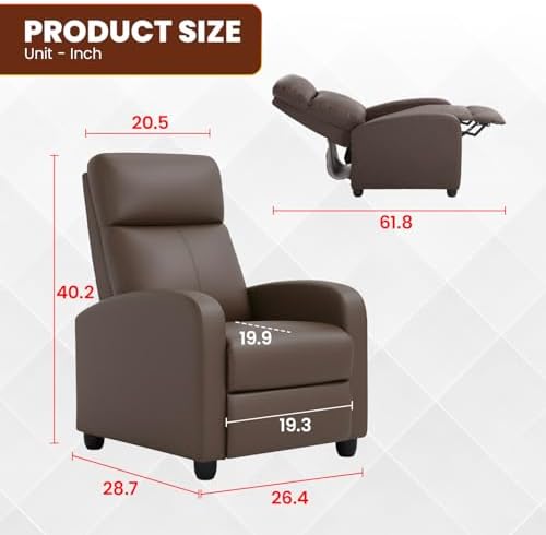 BestMassage Recliner Chair No Massage Function | Pu Brown - Image 3