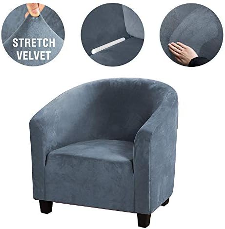MIFXIN Tub Chair Slipcover Velvet High Stretch Club Chair Cover Spandex Elastic - Image 5