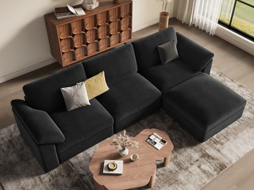 EASE MOOSE Black Sectional Modular deep seat Sofa, L Shape Sectional Couch - Image 4