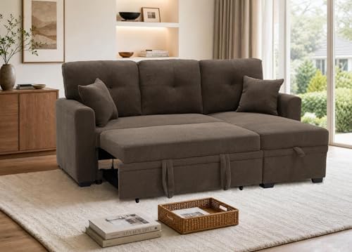 Eafurn Tufted Sectional Sleeper Sofa Pull Out Couch Bed - Image 3