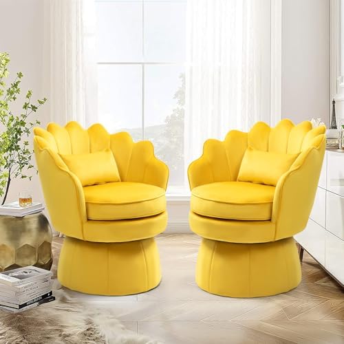 ZJhome 360° Swivel Accent Chair, Mid-Century Modern Velvet Barrel Chair - Image 3