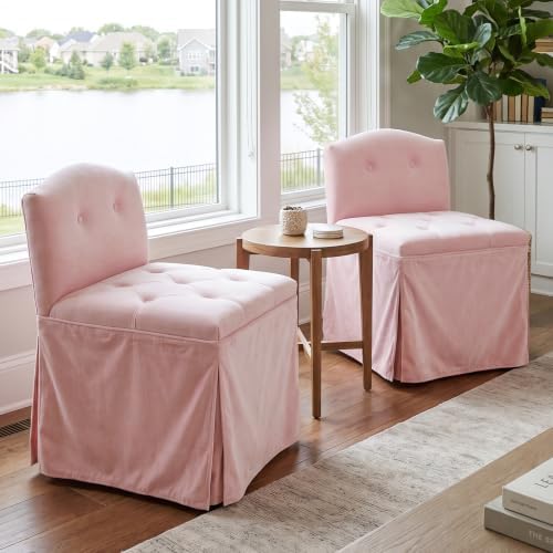 Pink Velvet Makeup Vanity Chair - Image 5