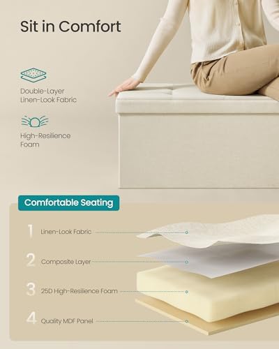SONGMICS 43.3 Inches Folding Storage Ottoman Bench, Load 660 lb - Image 5