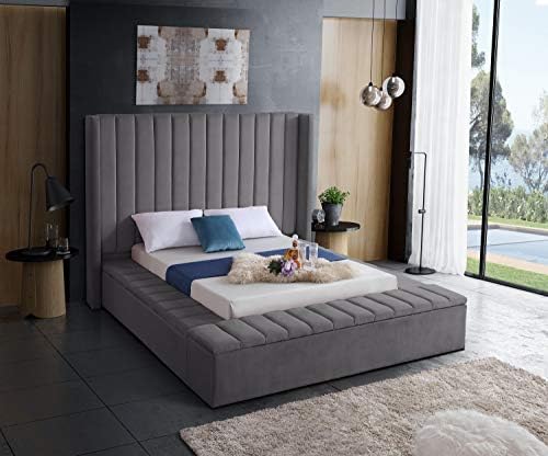Meridian Furniture Kiki Collection Modern | Contemporary Velvet Upholsterd Bed - Image 2
