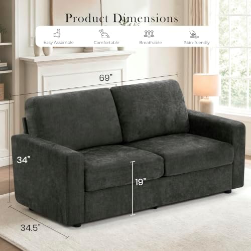 2 Pieces Chenille Sofa Sets w/Comfortable Back Cushions - Image 7