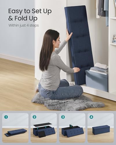 SONGMICS 43.3 Inches Folding Storage Ottoman Bench, Load 660 lb - Image 6