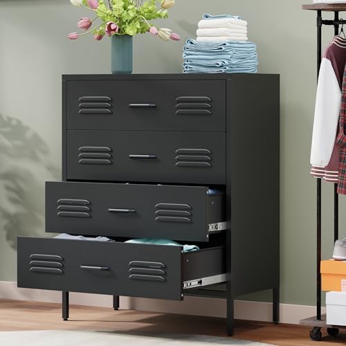 LCAOPC Black Metal 4 Drawer Dresser by LCAOPC