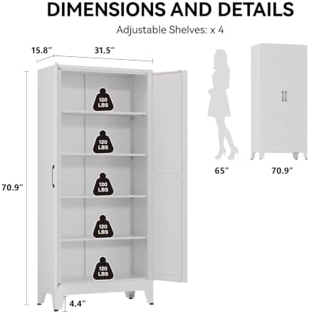 COFaR 71" White Farmhouse Pantry Cabinet - Image 2