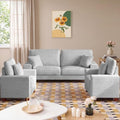 DOPEDIO 71.25" Sofa Set, Chenille Loveseat & 2 Accent Chairs, Light Gray by DOPEDIO