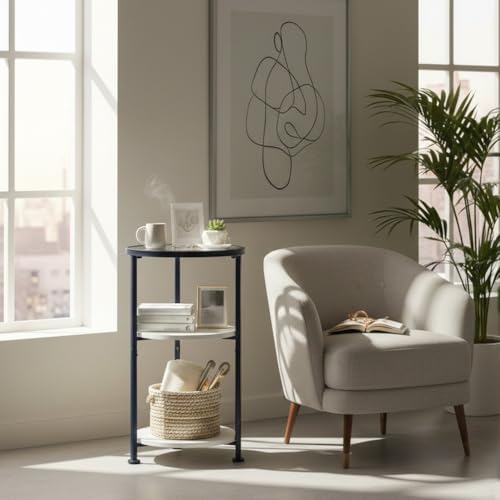 3-Tier Round Side Table with Tempered Glass Top - Image 2