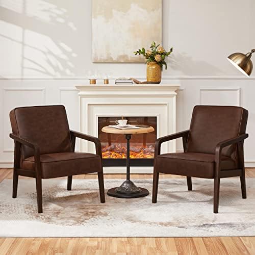 Yaheetech Accent Chairs Set of 2, Mid-Century Modern, Dark Brown by Yaheetech