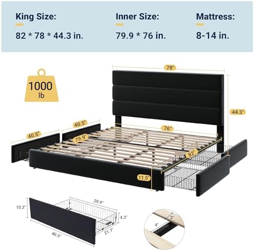 Allewie Modern King Size Platform Bed Frame - Image 2