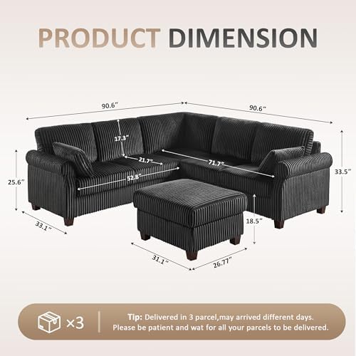 90.6" V-Shaped Sectional Sofa - Image 2