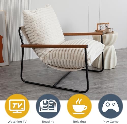MAXYOYO Accent Chair, Sherpa Arm Chair - Image 4