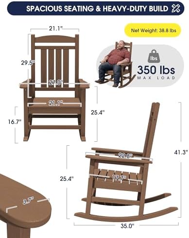 KINGYES Oversized Outdoor Rocking Chair - Image 3