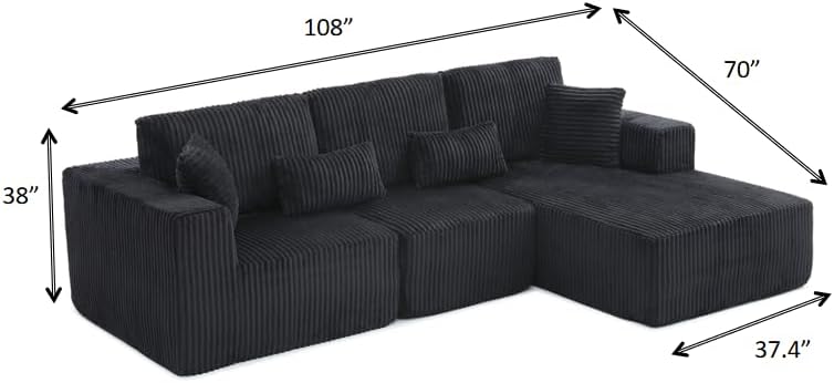 108" Boneless Cloud Sectional Couches - Image 2