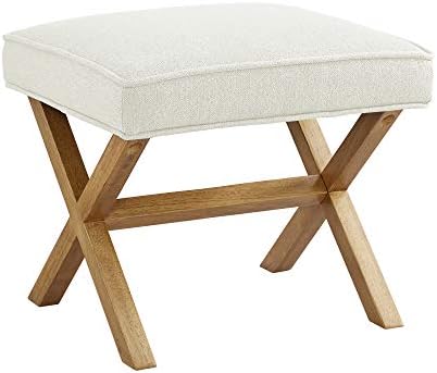 Amazon Basics Small Ottoman Foot Rest, Mid-Century Modern X Square Polyester by AmazonBasics