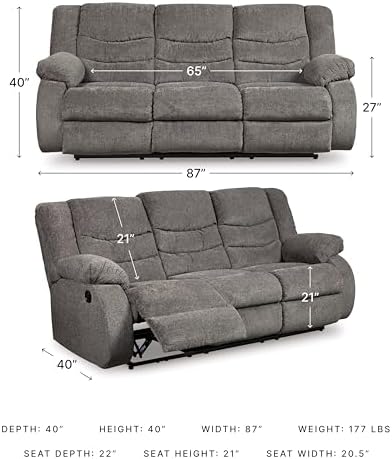 Signature Design by Ashley Manual Reclining Sofa Couch - Image 3