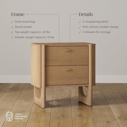 Nathan James Solace Mid Century Modern 2 Drawer Nightstand - Image 5