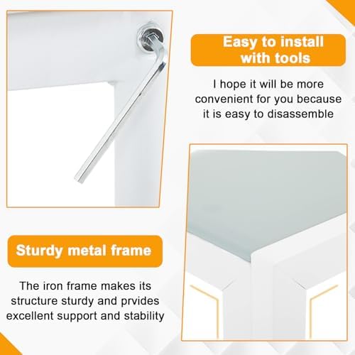 FDW | 5-Piece Dining Table Set | White | Glass Kitchen Table - Image 4
