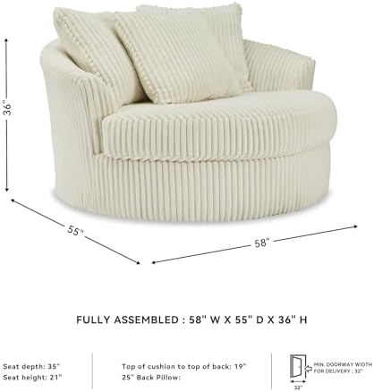 Signature Design by Ashley Lindyn White Oversized Swivel Accent Chair - Image 3