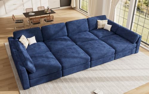 Oversized Modular Sectional Sleeper Sofa Bed Cloud Couches Blue - Image 4