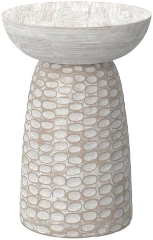 SIMPLIHOME Boyd 13" Wide Solid Wood Round End Table in White Wash by SimpliHome