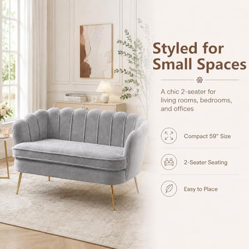 Anwickjeff 59" Wide Modern Boucle Loveseat 2-Seater Sofa - Image 5
