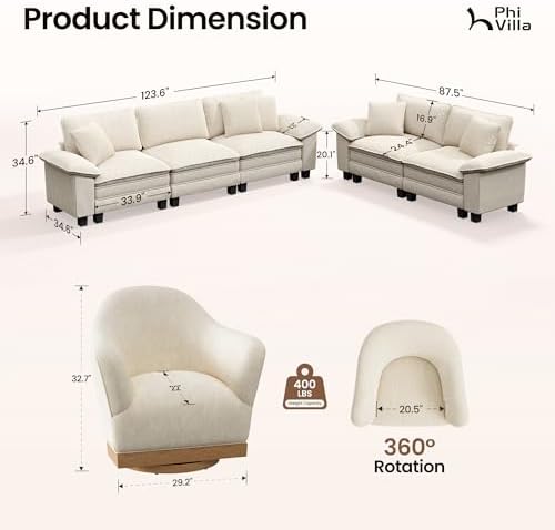 PHI VILLA 3-Piece Modular Loveseat & Sofa Set - Image 2