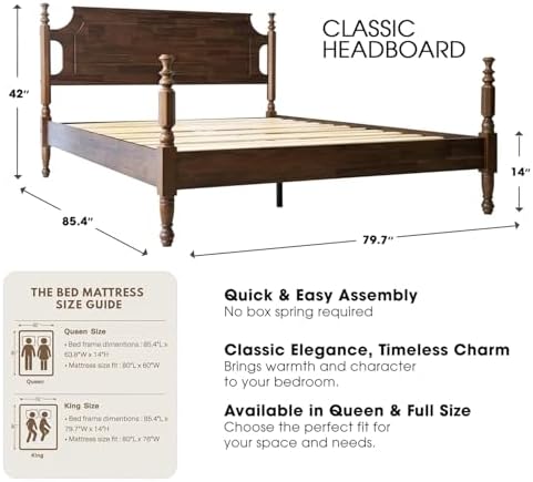 Solid Wood King SizePlatform Bed Frame - Image 2
