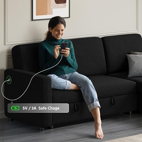 Yaheetech L Shaped Pull Out Sectional Sofa Bed - Image 5
