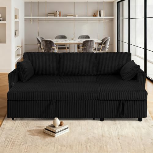 84" Corduroy Upholstered Sofa Bed w/Adjustable Backrests - Image 2