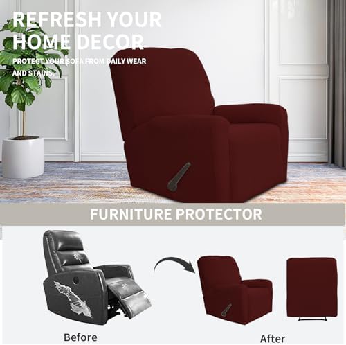 Easy-Going Stretch Recliner Chair Sofa Slipcover Washable Wine - Image 4